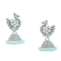 Oxidised Silver Peacock Drop Earrings For Traditional, Occasional Oxidised Drop Earrings for Womens (JEOD100202)