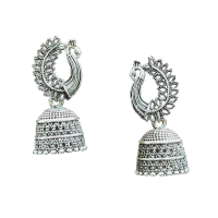 Oxidised Silver Peacock Drop Earrings For Traditional, Occasional Oxidised Drop Earrings for Womens (JEOD100215)
