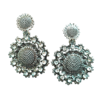 Oxidised Silver Drop Earrings For Traditional, Occasional Oxidised Drop Earrings for Womens (JEOD100212)