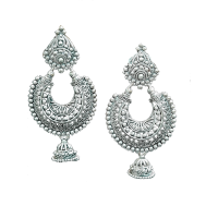Oxidised Silver Chandbali Drop Earrings For Traditional, Occasional Oxidised Drop Earrings for Womens (JEOD100216)