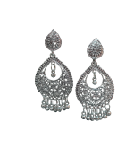 Oxidised Silver Peacock Drop Earrings For Traditional, Occasional Oxidised Drop Earrings for Womens (JEOD100217)