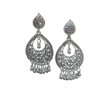 Oxidised Silver Peacock Drop Earrings For Traditional, Occasional Oxidised Drop Earrings for Womens (JEOD100217)