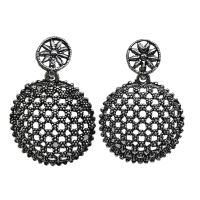 Oxidised Drop Earrings For Traditional, Occasional Oxidised Silver Drop Earrings for Womens (JEOD100204)
