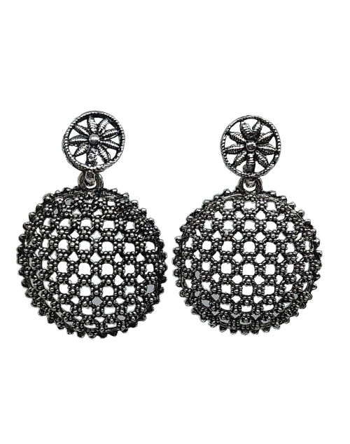 Oxidised Drop Earrings For Traditional, Occasional Oxidised Silver Drop Earrings for Womens (JEOD100204)