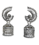 Oxidised Silver Jhumka Earrings For Traditional, Occasional Oxidised Silver Jhoomka Earrings for Womens (JEOD100205)