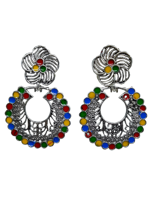 Oxidised Mirror Stud Multicolor Earrings – Cardinal Jewels