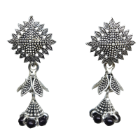 Oxidised Silver Drop Earrings For Traditional, Occasional Oxidised Silver Drop Earrings for Womens (JEOD100210)