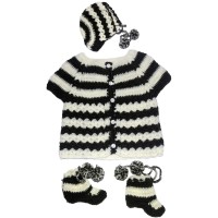  Handmade Woolen Baby Sweaters Full Set B&W 