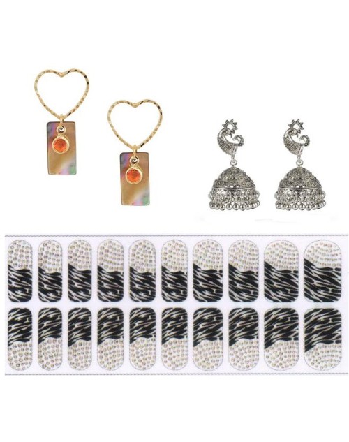 Lootkabazaar Korean Made 14K Gold Plated Cubic Zirconia Heart Drop Earring Valentine Free Gift Combo For Women (Pack Of 3) (KKGJDEG111827)