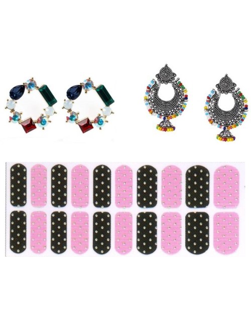 Lootkabazaar Korean Made Cubic Zirconia Stylish Dailywear Stud Earring Valentine Free Gift Combo For Women (Pack Of 3) (KDAJEGS111816C16)