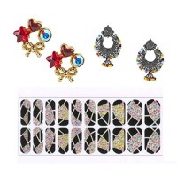 Lootkabazaar Korean Made Cubic Zirconia Stylish Dailywear Stud Earring Valentine Free Gift Combo For Women (Pack Of 3) (KDAJEGS111804)