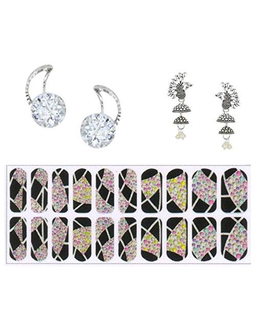 Lootkabazaar Korean Made Cubic Zirconia Stylish Dailywear Stud Earring Valentine Free Gift Combo For Women (Pack Of 3) (KTWJESS111819)