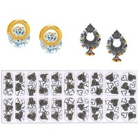 Lootkabazaar Korean Made Cubic Zirconia Stylish Dailywear Stud Earring Valentine Free Gift Combo For Women (Pack Of 3) (KDAJEGS111801)