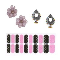 Lootkabazaar Korean Made Cubic Zirconia Stylish Dailywear Stud Earring Valentine Free Gift Combo For Women (Pack Of 3) (KHKJEGS111856)
