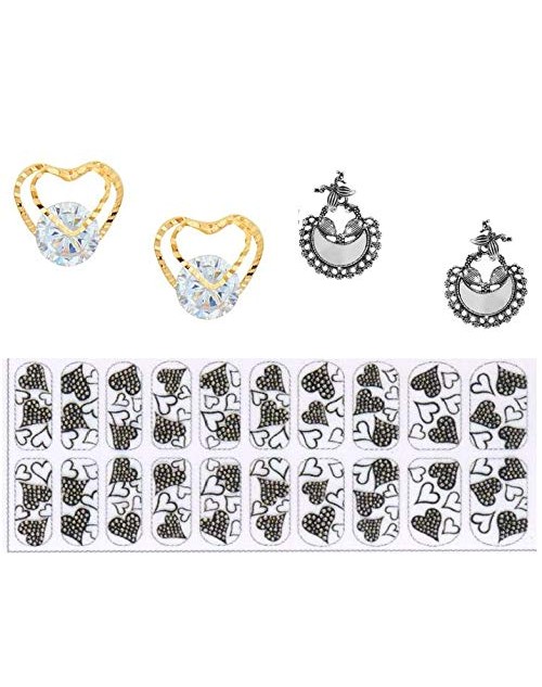 Lootkabazaar Korean Made Cubic Zirconia Heart Dailywear Stud Earring Valentine Free Gift Combo For Women (Pack Of 3) (KTWJEGS111829)