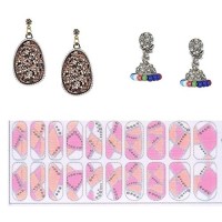 Lootkabazaar Korean Made 14K Gold Plated Cubic Zirconia Glitter Drop Earring Valentine Free Gift Combo For Women (Pack Of 3) (KKGJDEG111819)