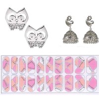 Lootkabazaar Korean Made Cubic Zirconia Stylish Owl Dailywear Stud Earring Valentine Free Gift Combo For Women (Pack Of 3) (KK1JESS111833C33)