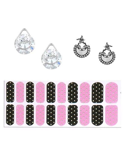 Lootkabazaar Korean Made Cubic Zirconia Stylish Dailywear Stud Earring Valentine Free Gift Combo For Women (Pack Of 3) (KTWJESS111821)