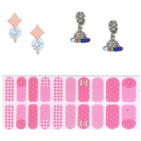 Lootkabazaar Korean Made Cubic Zirconia Stylish Dailywear Stud Earring Valentine Free Gift Combo For Women (Pack Of 3) (KKGJERGS111848)