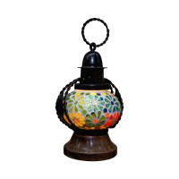 Lootkabazaar Handcarfed Decorative Glass Metal Multicolour Flower Design Hanging Lentern For Home Decor(SEHCHL021901)